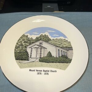 Commemorative‎ plate Mount Vernon Baptist Church, Centennial 1876-1976. Used